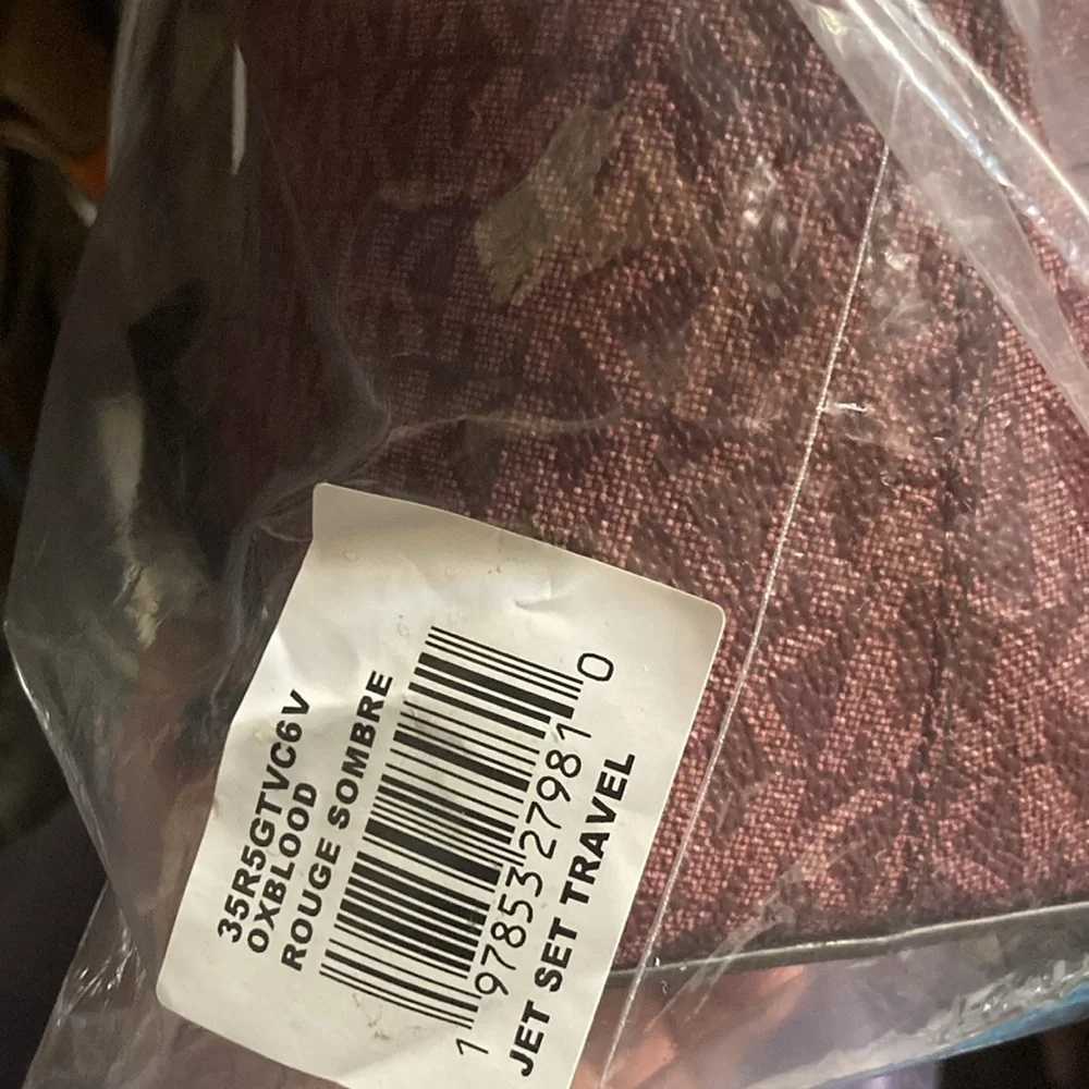 - Nwt! MICHAEL KORS Jet Set Medium Logo Dome Satchel Oxblood rouge somber